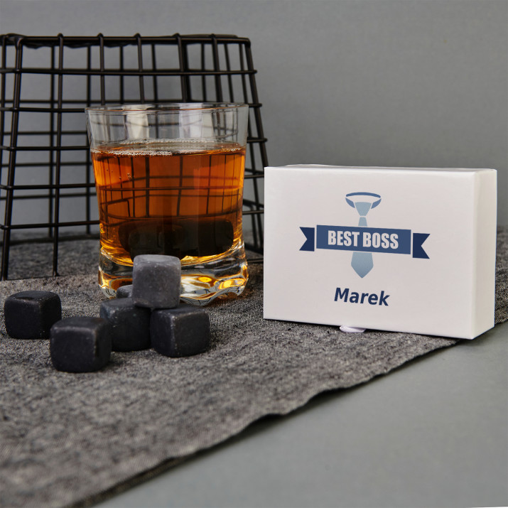 Best boss - Kamienie do whisky z nadrukiem